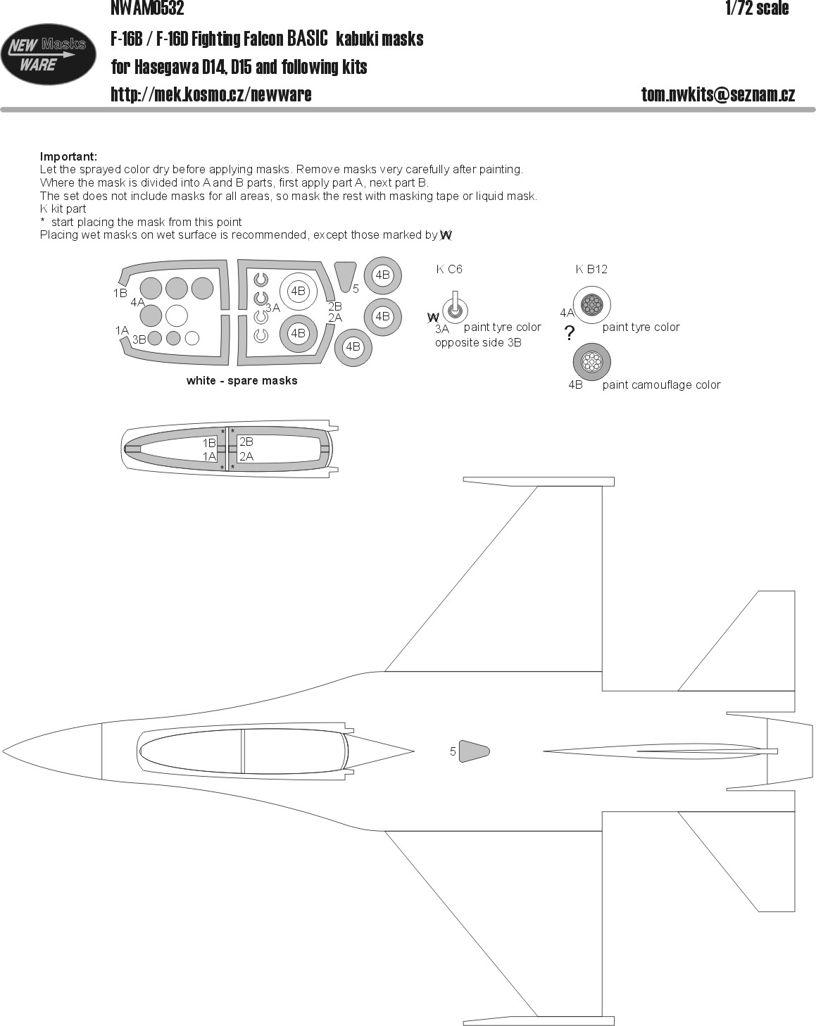 1/72 Mask F-16B/F-16D Fighting Falcon BASIC (HAS)