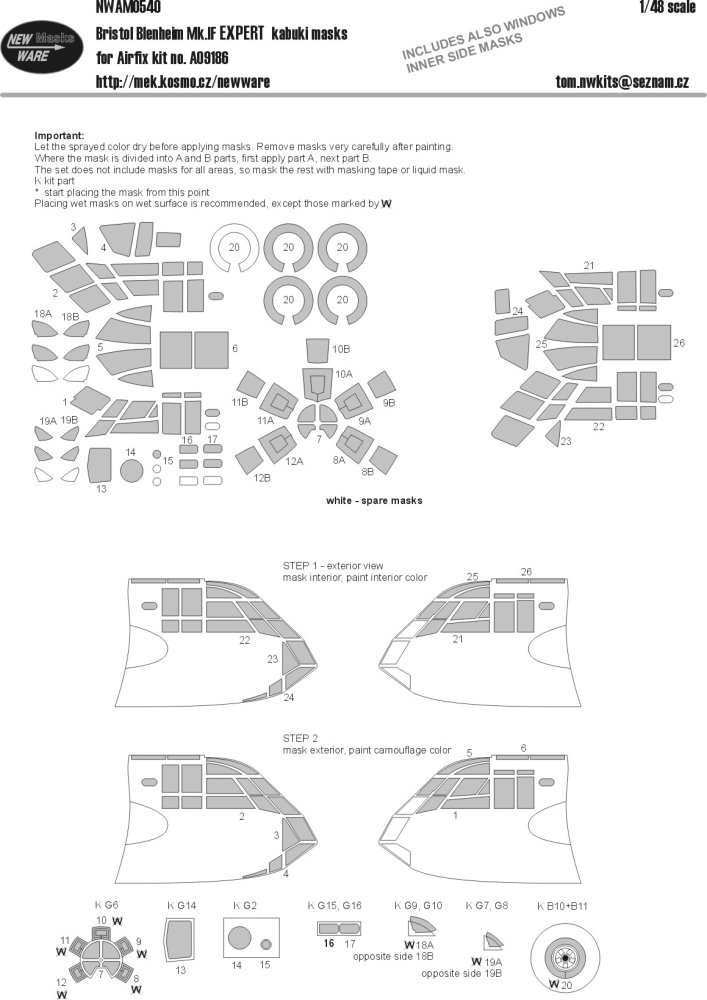 1/48 Mask Bristol Blenheim Mk.IF EXPERT (AIRFIX)