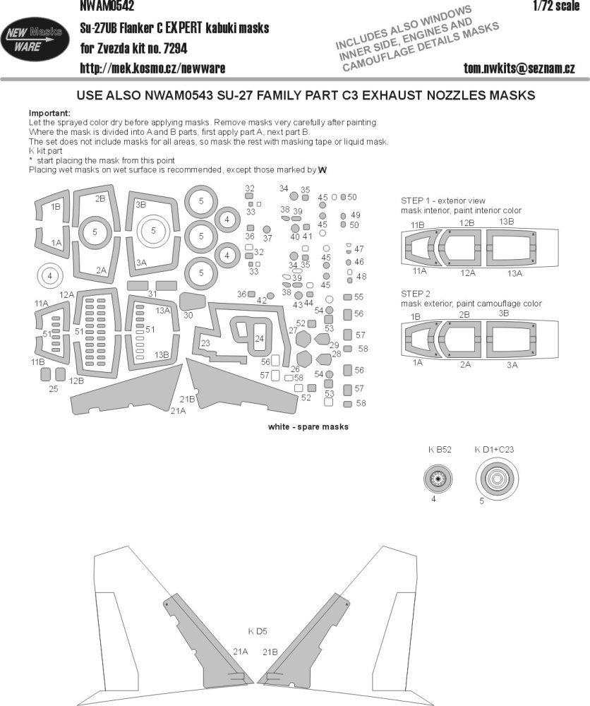 1/72 Mask Su-27UB Flanker C EXPERT (ZVE 7294)