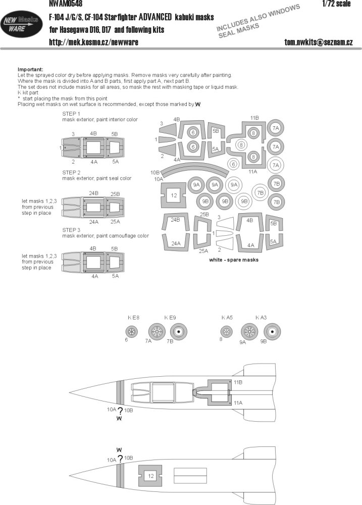 1/72 Mask F-104 J/G/S,CF-104 Starfighter ADVANCED