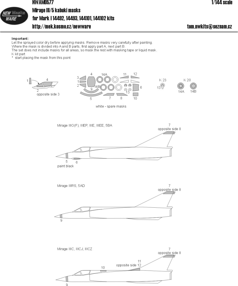 1/144 Mask Mirage III/5 (MARK 1 MODELS)