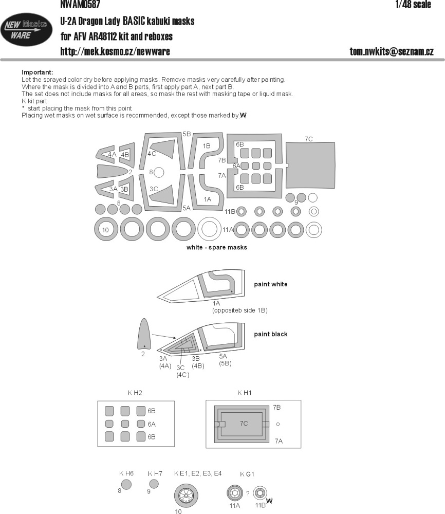 1/48 Mask U-2A Dragon Lady BASIC (AFV AR48112)