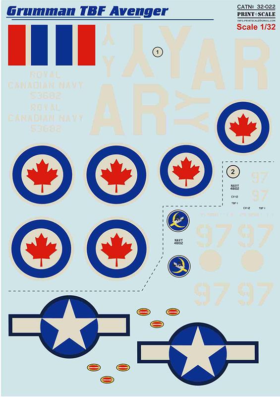 1/32 Grumman TBF Avenger (wet decals)