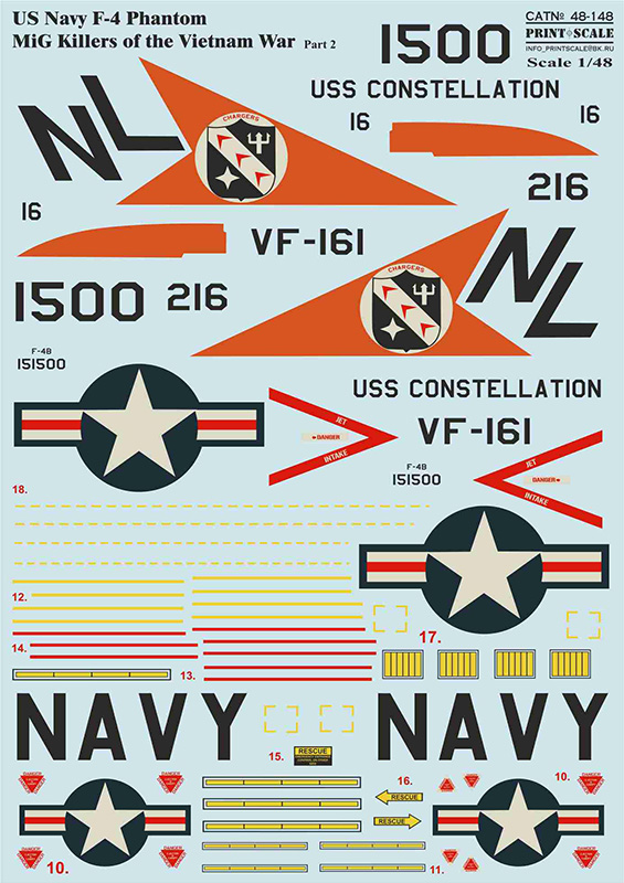 1/48 US NAVY F-4 Phantom Vietnam II. (wet decals)