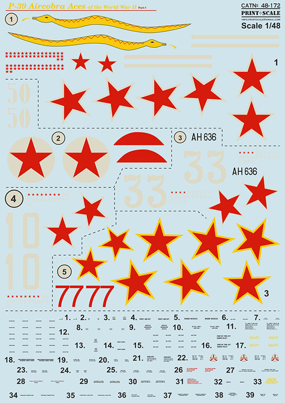 1/48 P-39 Aircobra Aces WWII - part 1 (wet decals)