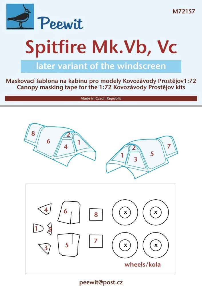 1/72 Canopy mask Spitfire Mk.Vb,Vc (KP)