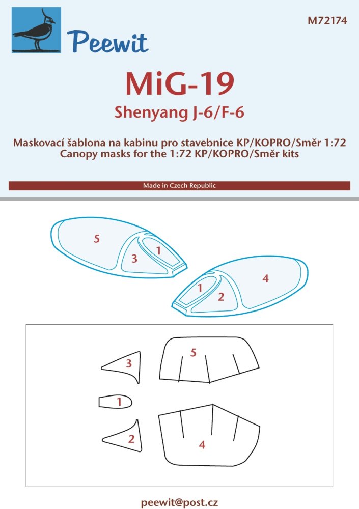 1/72 Canopy mask MiG-19/Shenyang J-6/F-6 (KP/SMER)