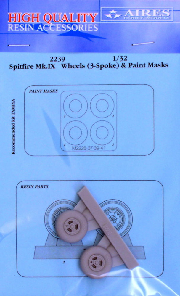 1/32 Spitfire Mk.IX wheels (3-spoke) & paint masks