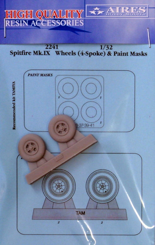 1/32 Spitfire Mk.IX wheels (4-spoke) & paint masks