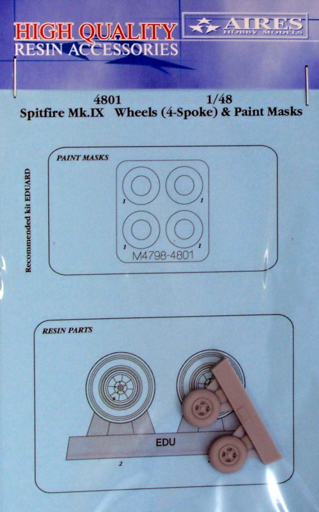 1/48 Spitfire Mk.IX wheels (4-spoke) & paint masks