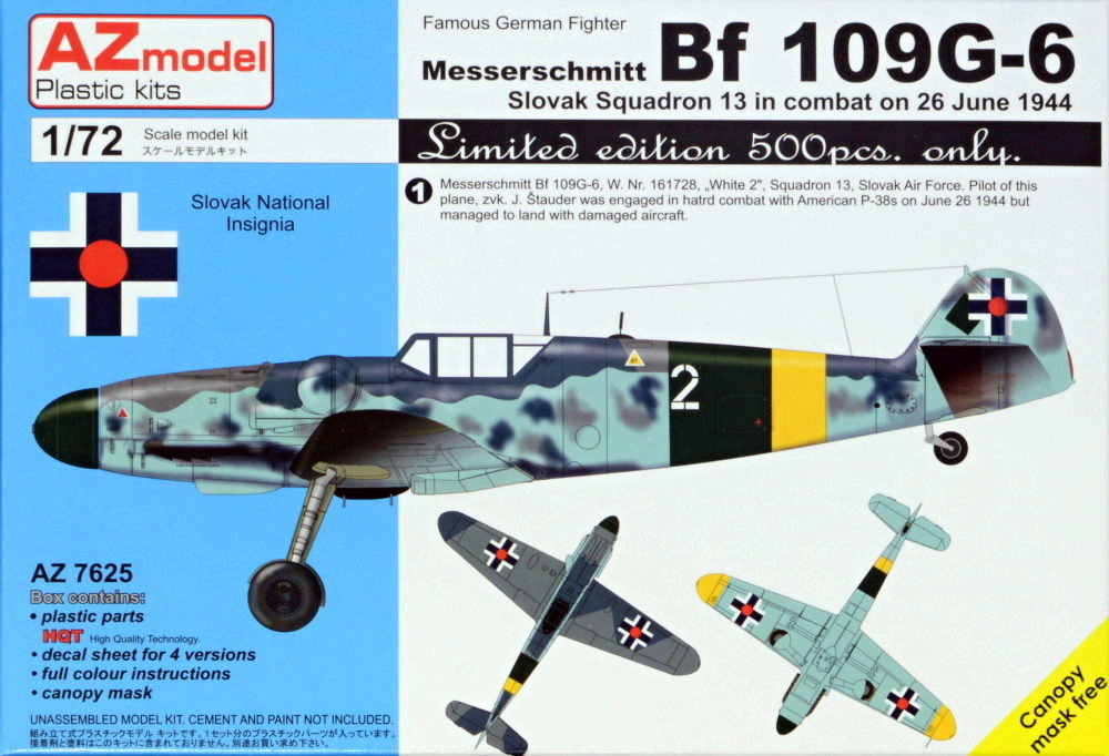 1/72 Bf 109G-6 Slovak 13th Sqn. Lim.Ed. (4x camo)