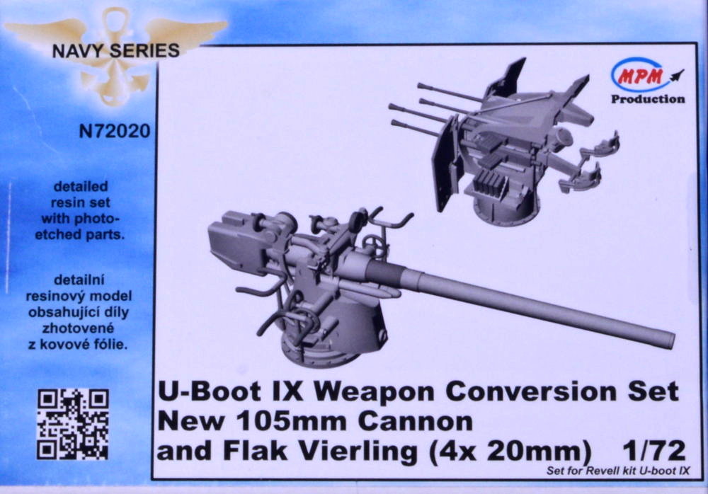 1/72 U-Boot IX Weapon Conv.Set 105mm cannon& Flak