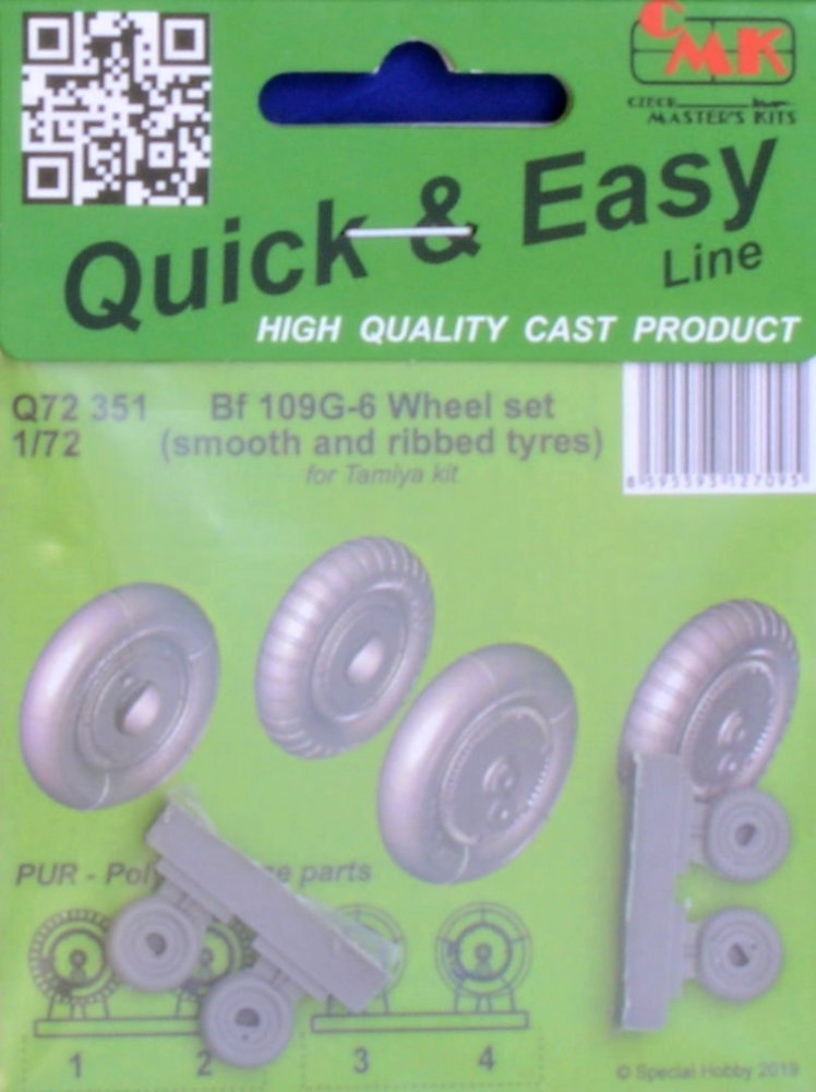 1/72 Bf 109G-6 Wheel set Smooth/Ribbed tyres (TAM)