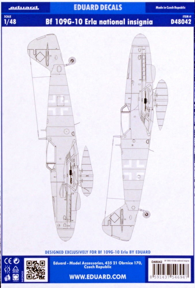 1/48 Bf 109G-10 Erla national insignia (EDU)