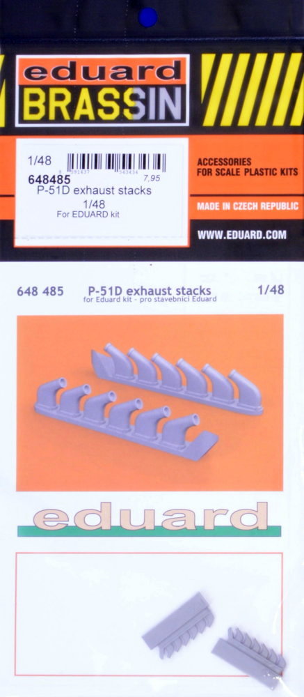 BRASSIN 1/48 P-51D exhaust stacks (EDU)