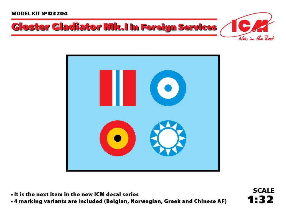 1/32 Decal for Gl.Gladiator Mk.I/II. (4x variants)