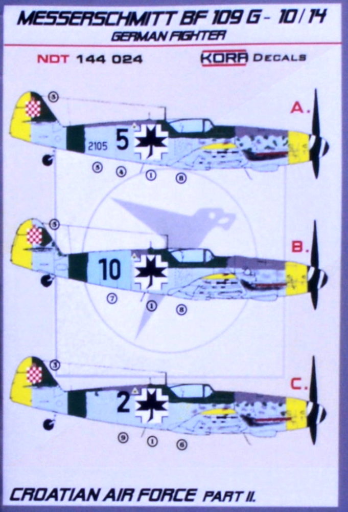 1/144 Decals Bf 109G-10/14 Croatian AF Part 2