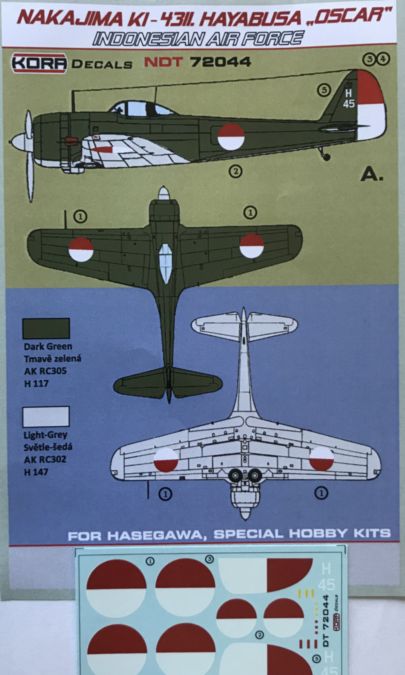 1/72 Decals Nakajima Ki-43-II Oscar Indonesian AF