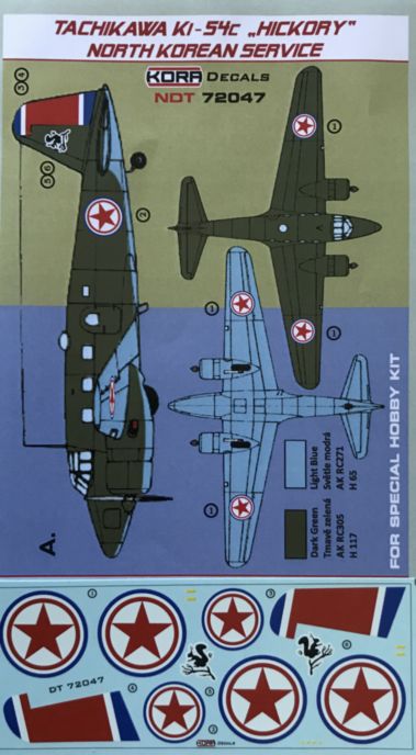 1/72 Decals Tachikawa Ki-54c Hickory N.Korea Serv.