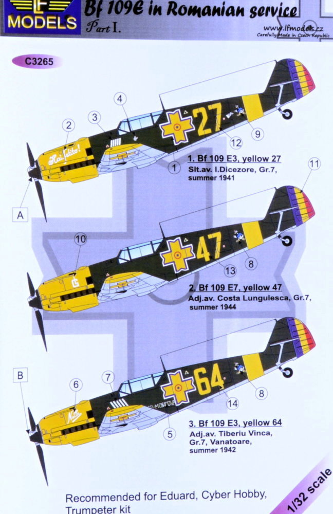 1/32 Decals Bf 109E3/E-7 in Romanian service I.