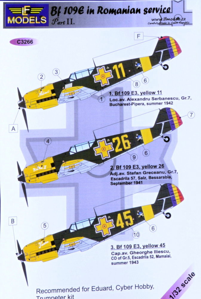 1/32 Decals Bf 109E3/E-7 in Romanian service II.