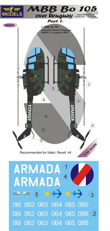 1/32 Decals MBB Bo 105 over Uruguay (ITA/REV) Pt.1