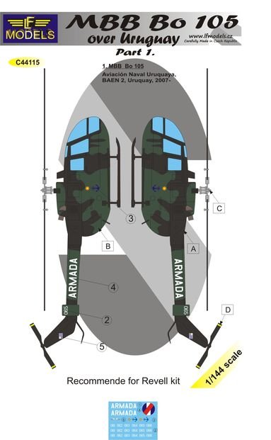 1/144 Decals MBB Bo 105 over Uruguay (REV) Part 1