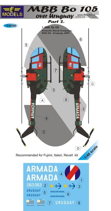 1/48 Decals MBB Bo 105 over Uruguay (FUJI) Part 2