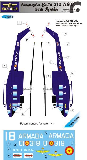 1/48 Decals Augusta Bell 212 ASW over Spain (ITA)