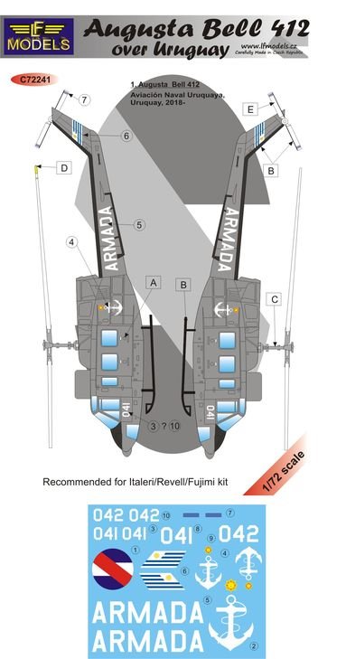 1/72 Decals Augusta Bell 412 o. Uruguay (ITA/REV)