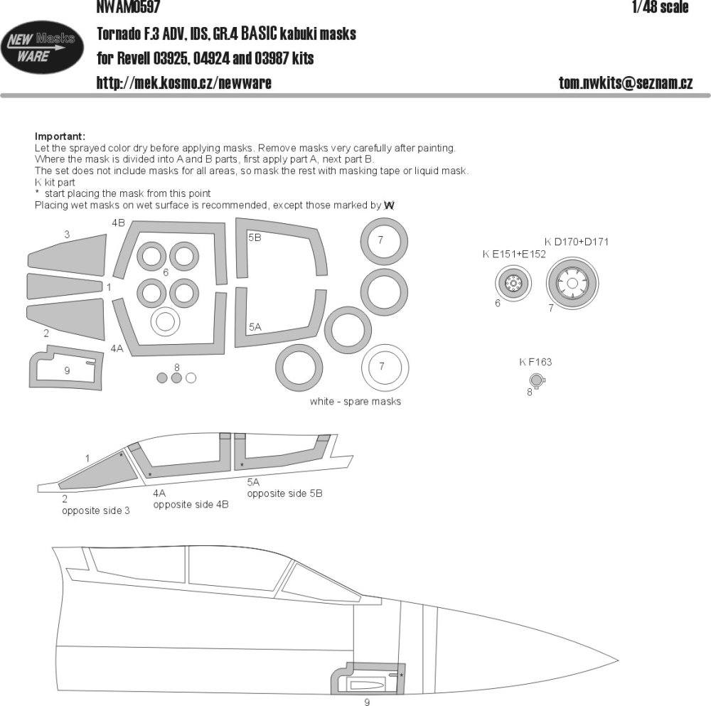 1/48 Mask Tornado F.3 ADV,IDS,GR.4 BASIC (REV)