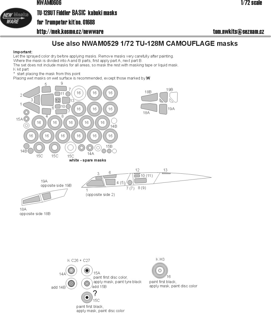 1/72 Mask Tu-128UT Fiddler BASIC (TRUMP 01688)