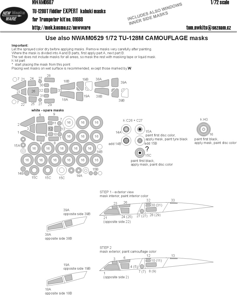 1/72 Mask Tu-128UT Fiddler EXPERT (TRUMP 01688)