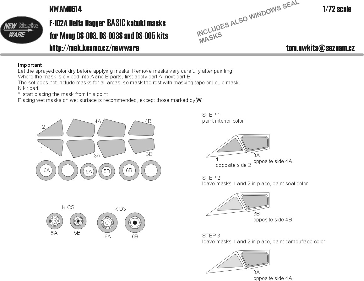 1/72 Mask F-102A Delta Dagger BASIC (MENG)