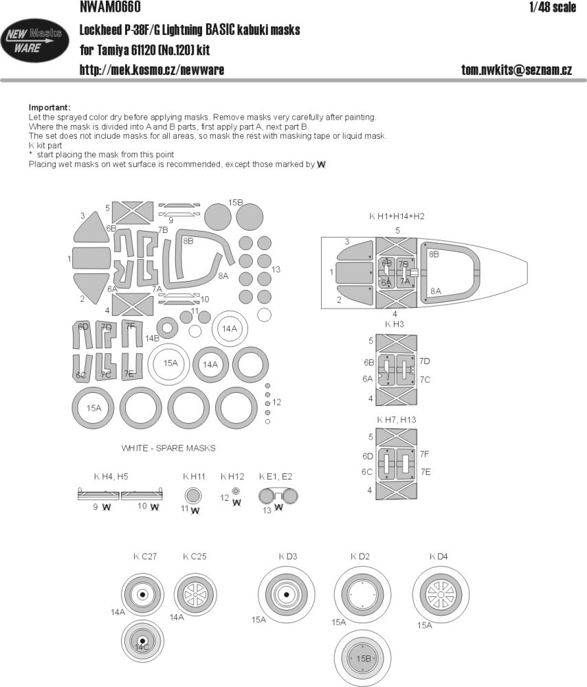 1/48 Mask Lockheed P-38F/G Lightning BASIC (TAM)