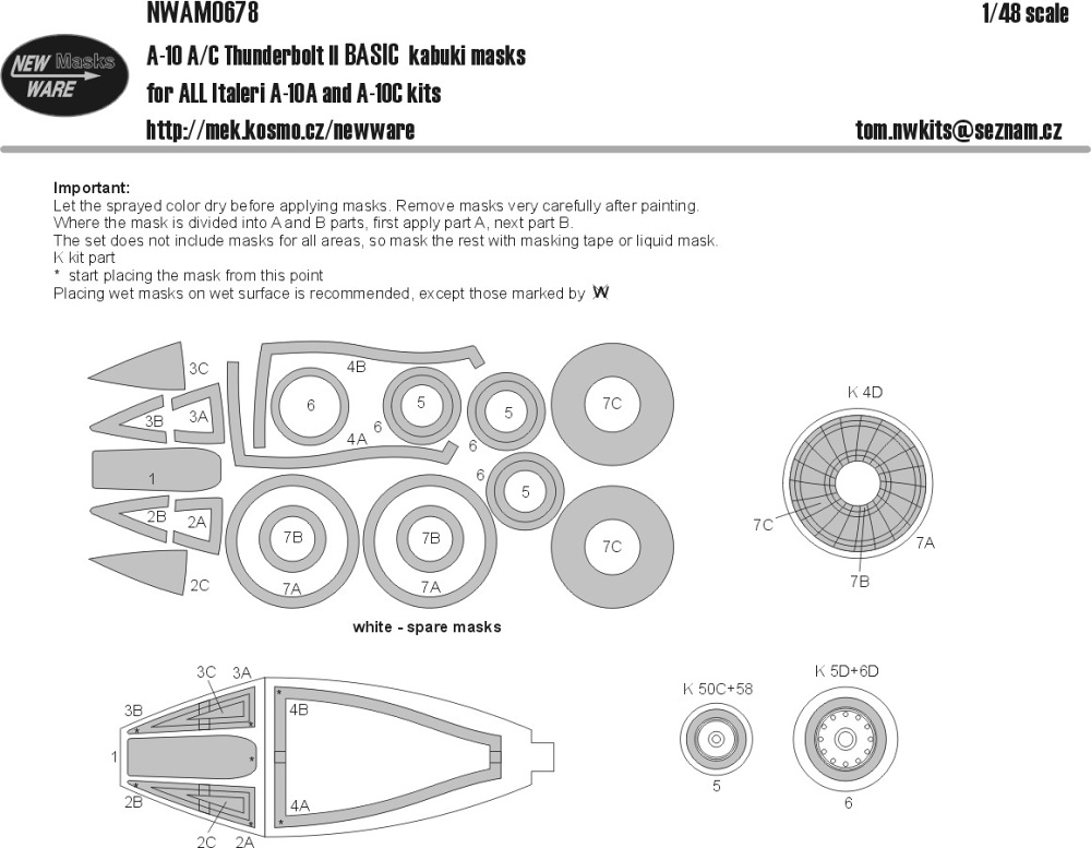 1/48 Mask A-10 A/C Thunderbolt II BASIC (ITALERI)