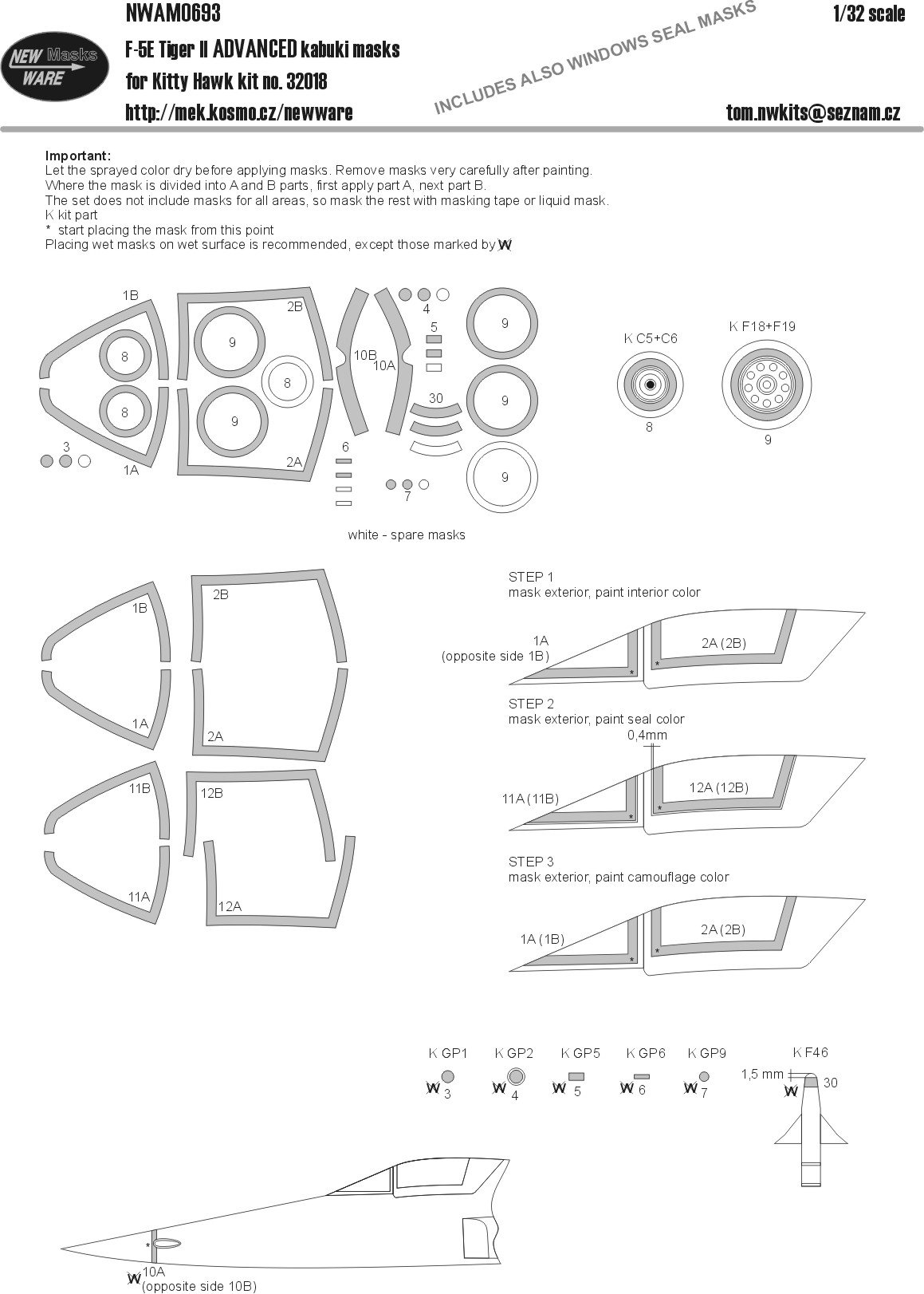 1/32 Mask F-5E Tiger II ADVANCED (KITTYH 32018)