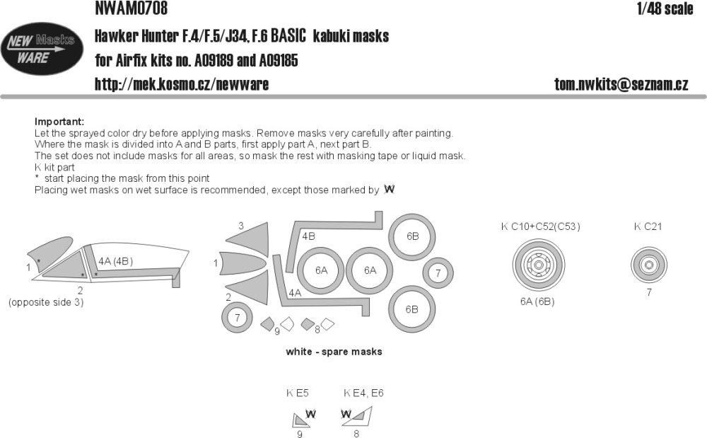 1/48 Mask Hawker Hunter F.4/F.5/J34, F.6 BASIC