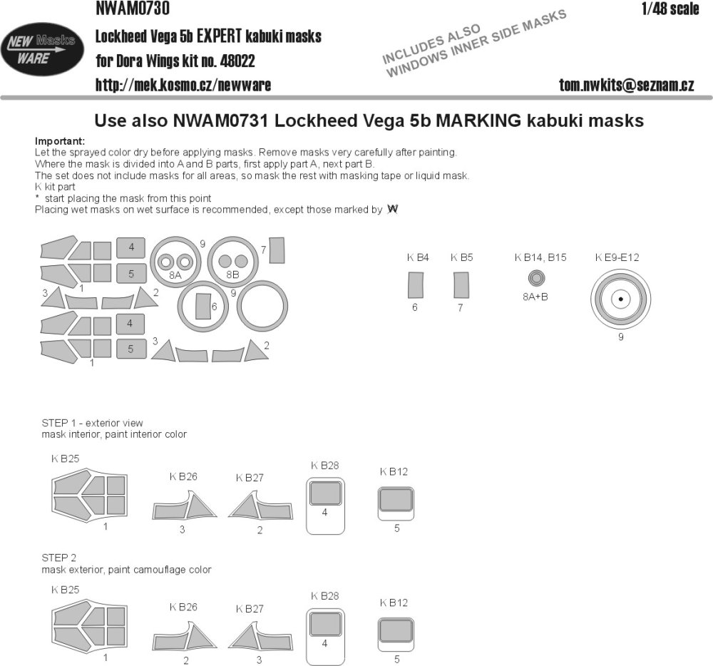 1/48 Mask Lockheed Vega 5b EXPERT (DORA W.)