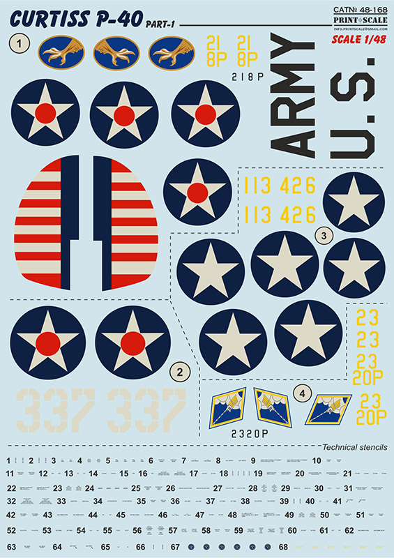 1/48 Curtiss P-40, part 1 (wet decals)