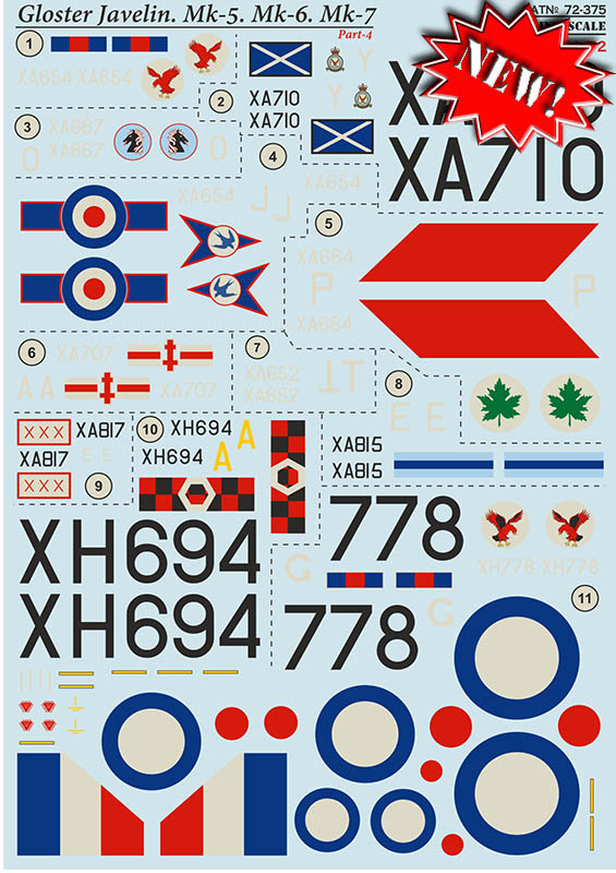 1/72 Gloster Javelin Mk.5/Mk.6/Mk.7 (wet decals)