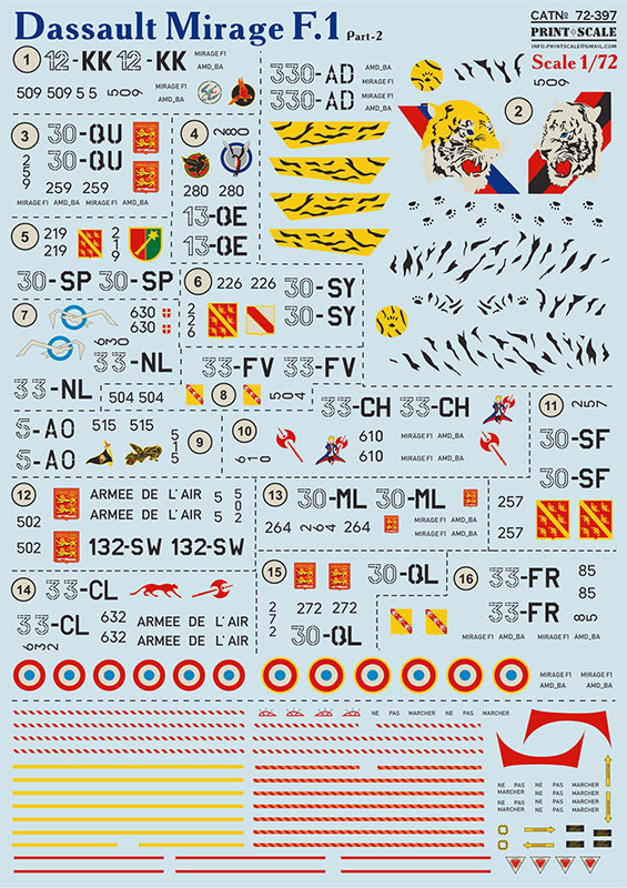 1/72 Dassault Mirage F.1 Part 2 (wet decals)