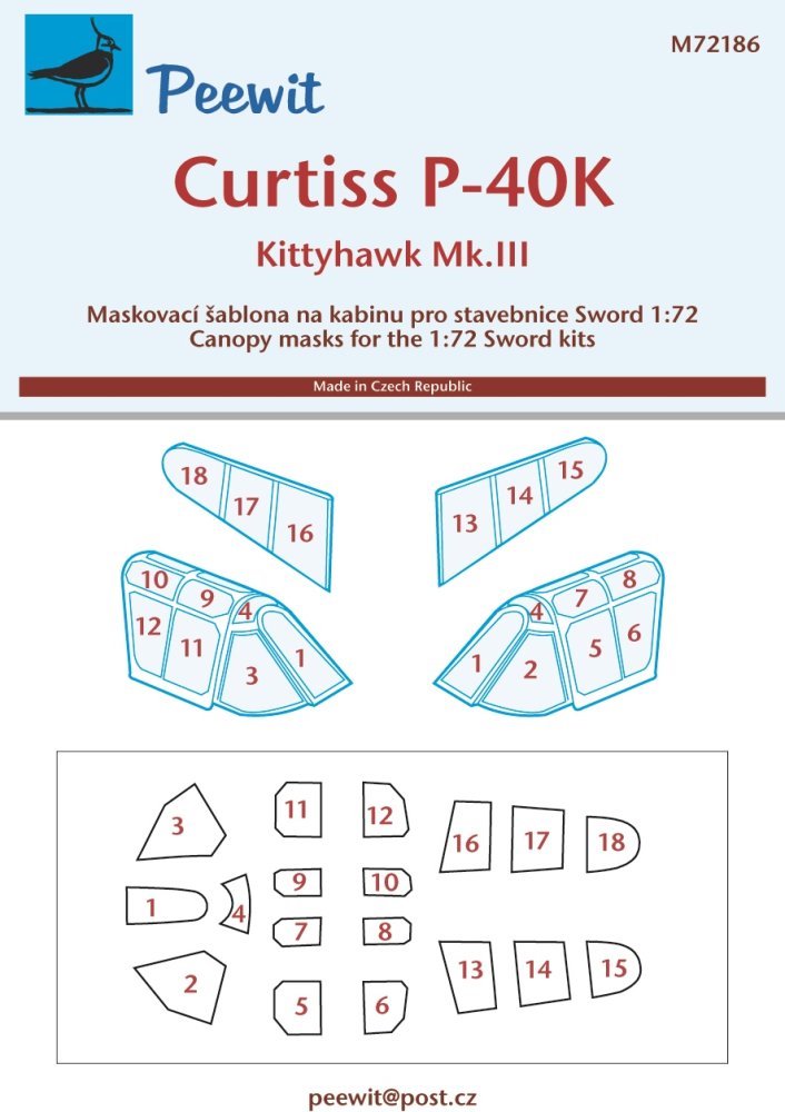 1/72 Canopy mask Curtiss P-40/KittyH. Mk.III (SWD)