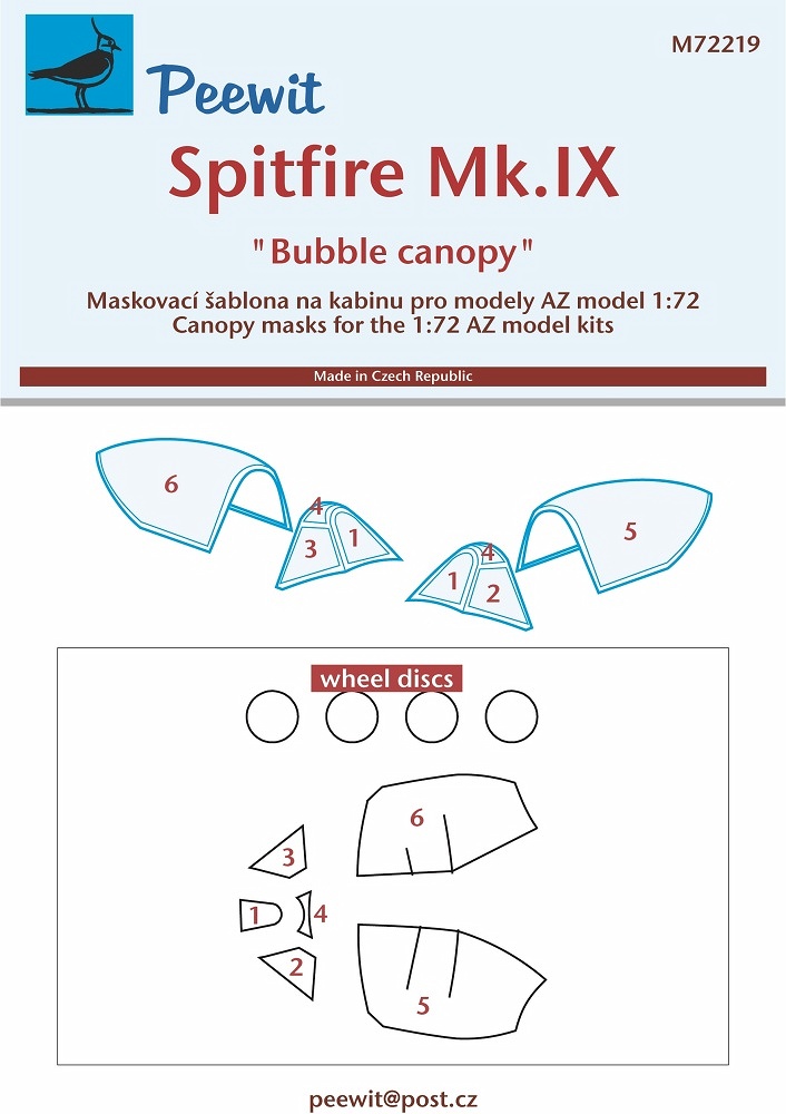 1/72 Canopy mask Spitfire Mk.IX Bubble canopy (AZ)