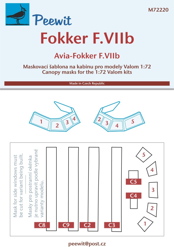 1/72 Canopy mask Fokker F.VIIb (VALOM)