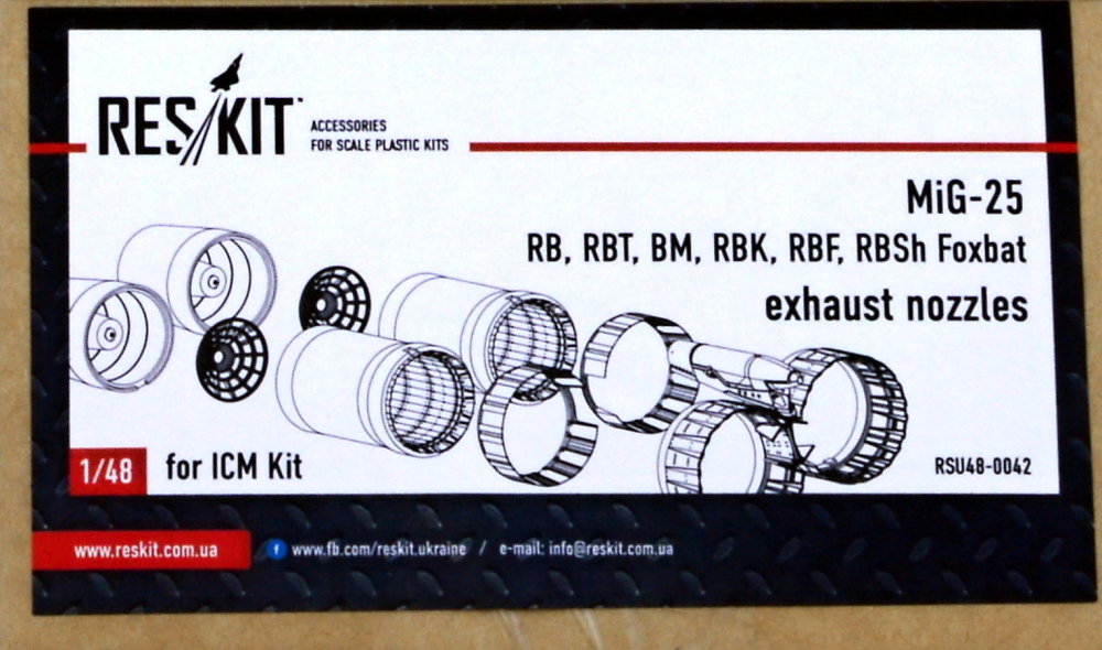 1/48 MiG-25 RB,RBT,BM,RBK,RBF exh.nozzles (ICM)