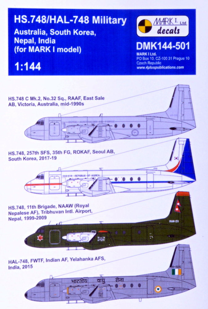 1/144 Decals HS.748/HAL-748 Military (4x camo)