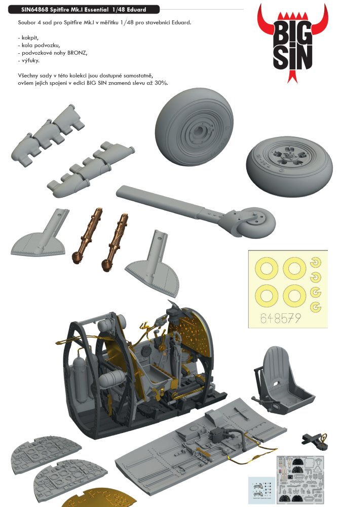 BIGSIN 1/48 Spitfire Mk.I ESSENTIAL (EDU)