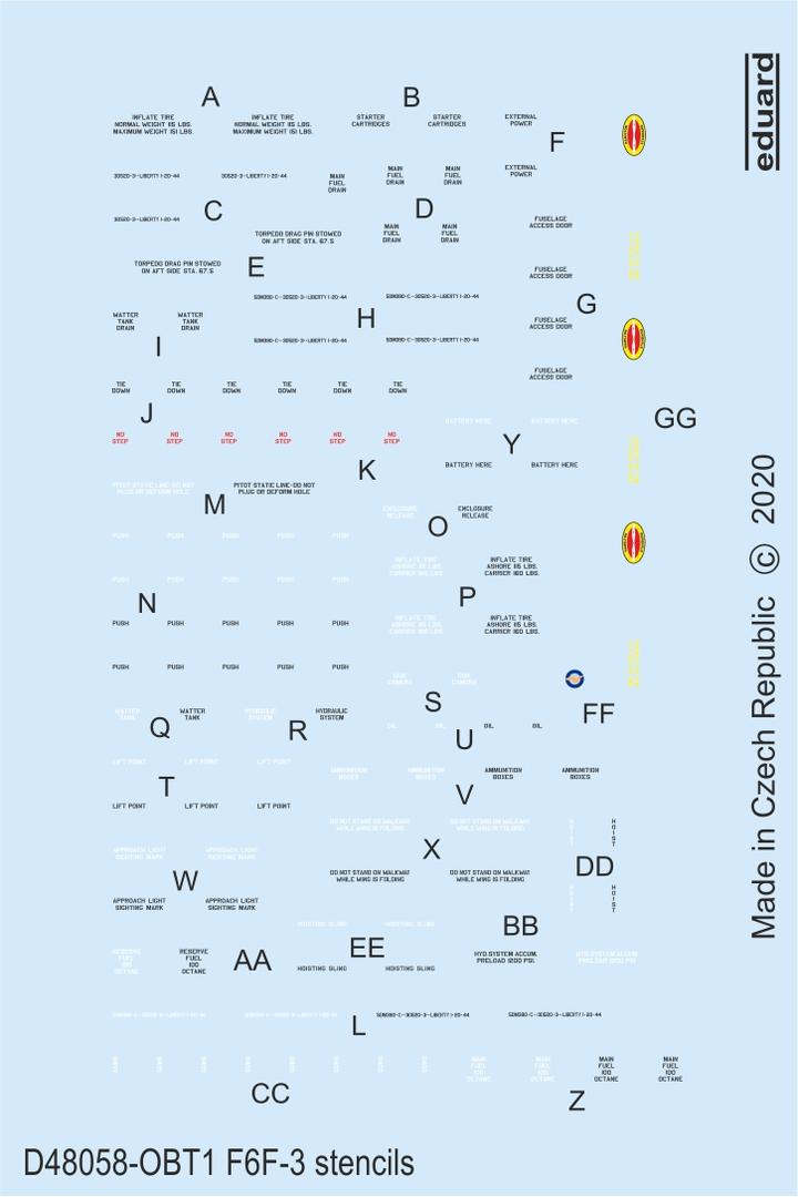 Decals 1/48 F6F-3 stencils (EDU)