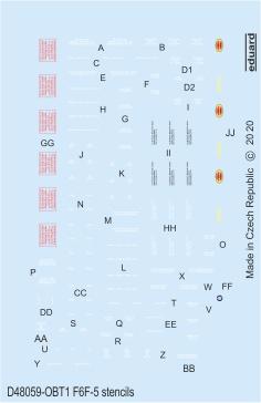 Decals 1/48 F6F-5 stencils (EDU)